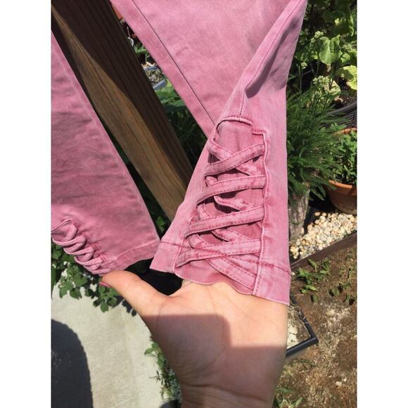 Soft surroundings womens pull on capris S fairy pants dusty rose pink lace up - Picture 4 of 10